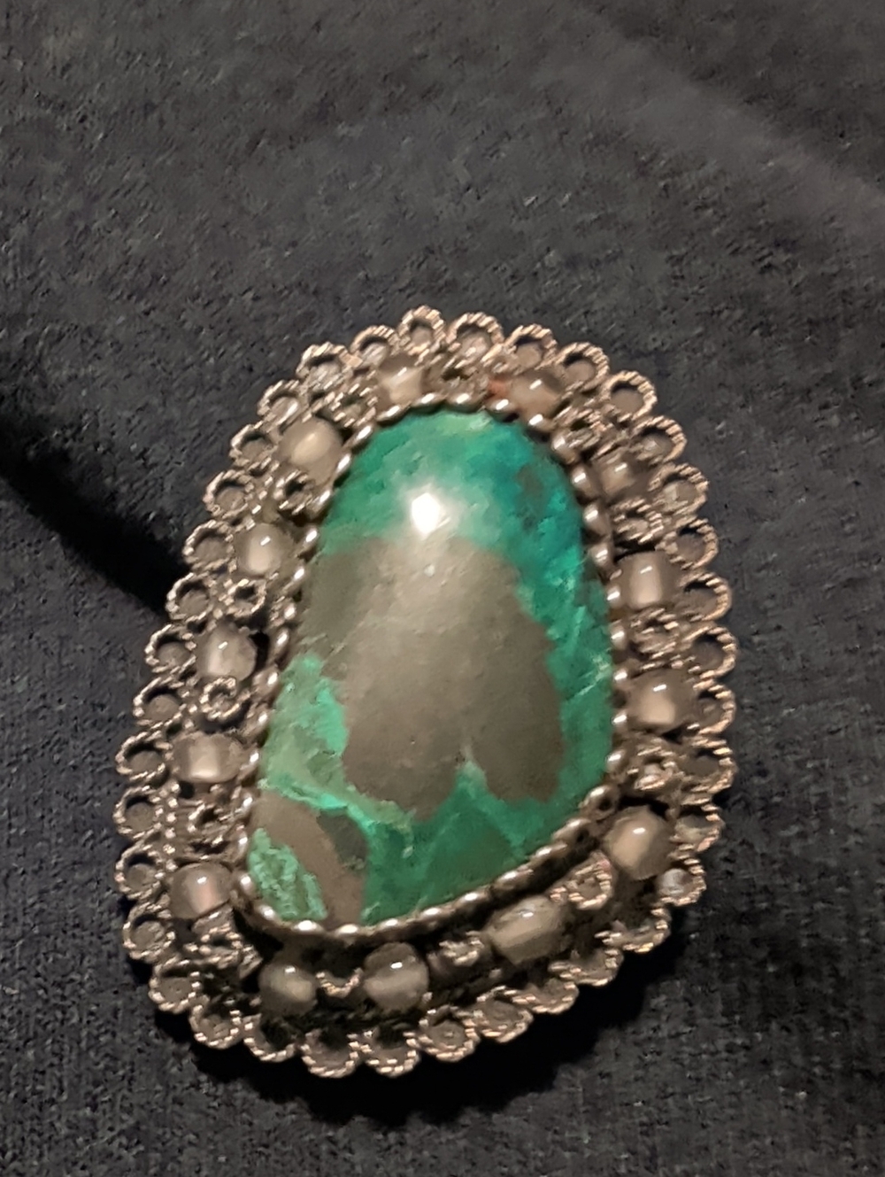Vintage Made In Israel, Eilat Stone Brooch/Pendant. Fligaree